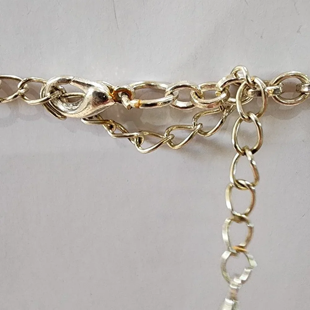 Abalone Shell Clear Glass Bead and White Bead Y Lariat Style Gold Necklace
